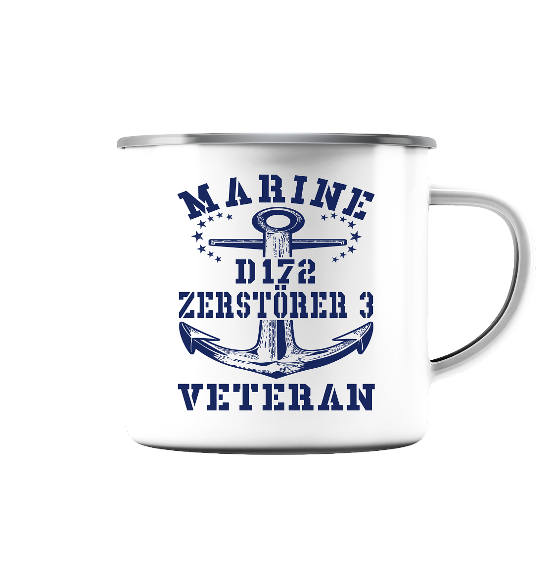 D172 ZERSTÖRER3 - Emaille Tasse (Silber)