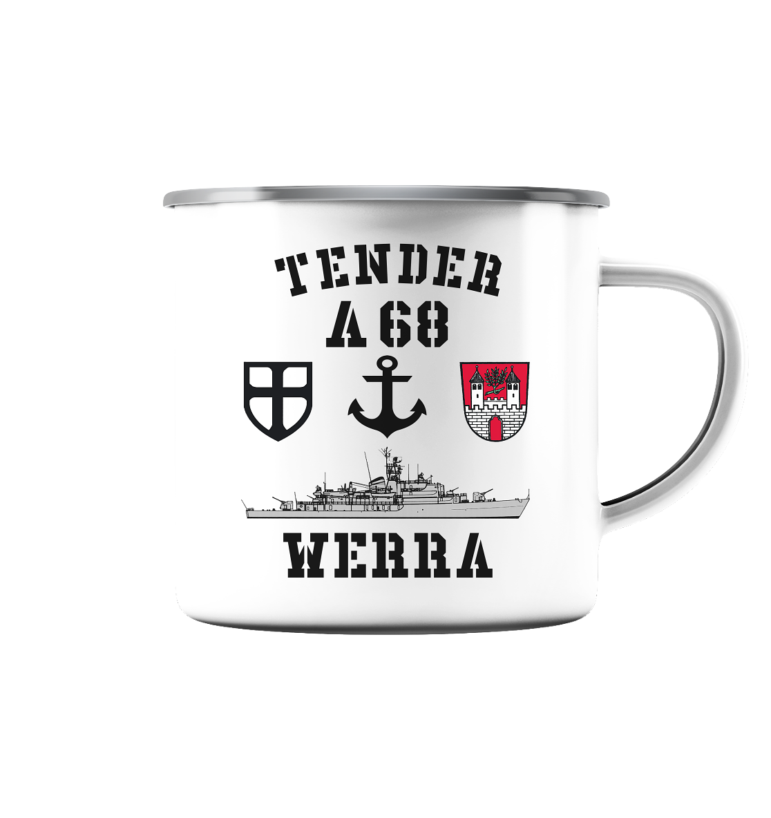 Tender A68 WERRA 7.SG Anker - Emaille Tasse (Silber)