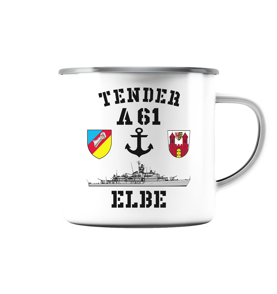 Tender A61 ELBE 2.SG ANKER - Emaille Tasse (Silber)