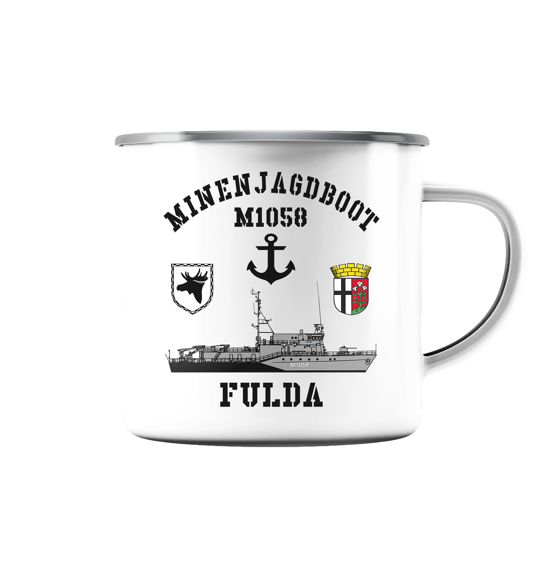Mij.-Boot M1058 FULDA Anker 3.MSG - Emaille Tasse (Silber)