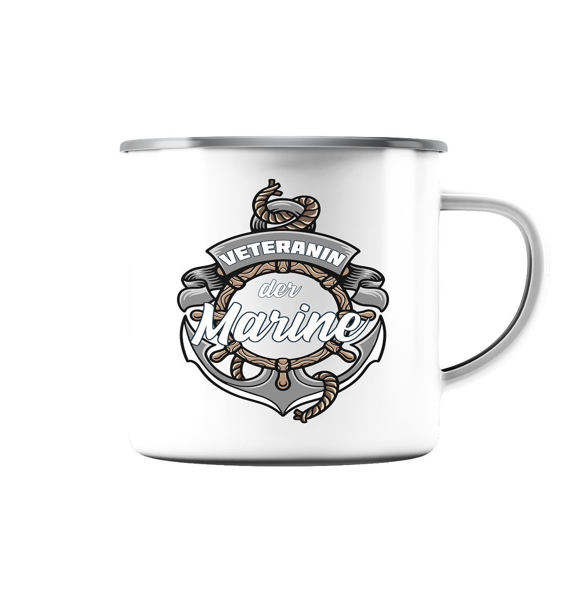 Veteranin der Marine - Emaille Tasse (Silber)