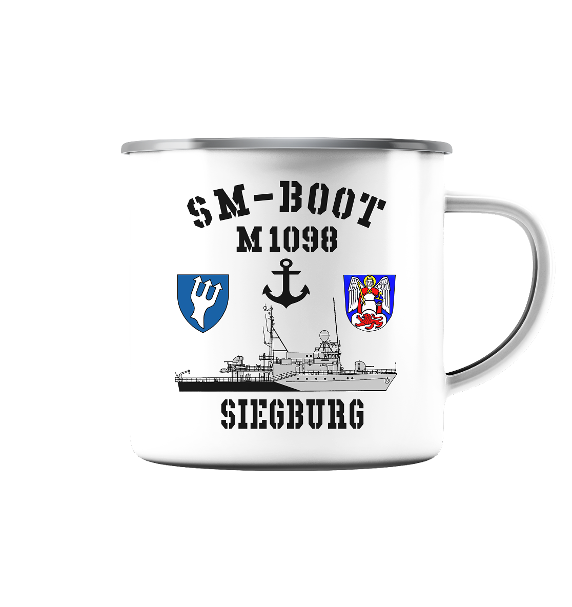 SM-Boot M1098 SIEGBURG Anker - Emaille Tasse (Silber)