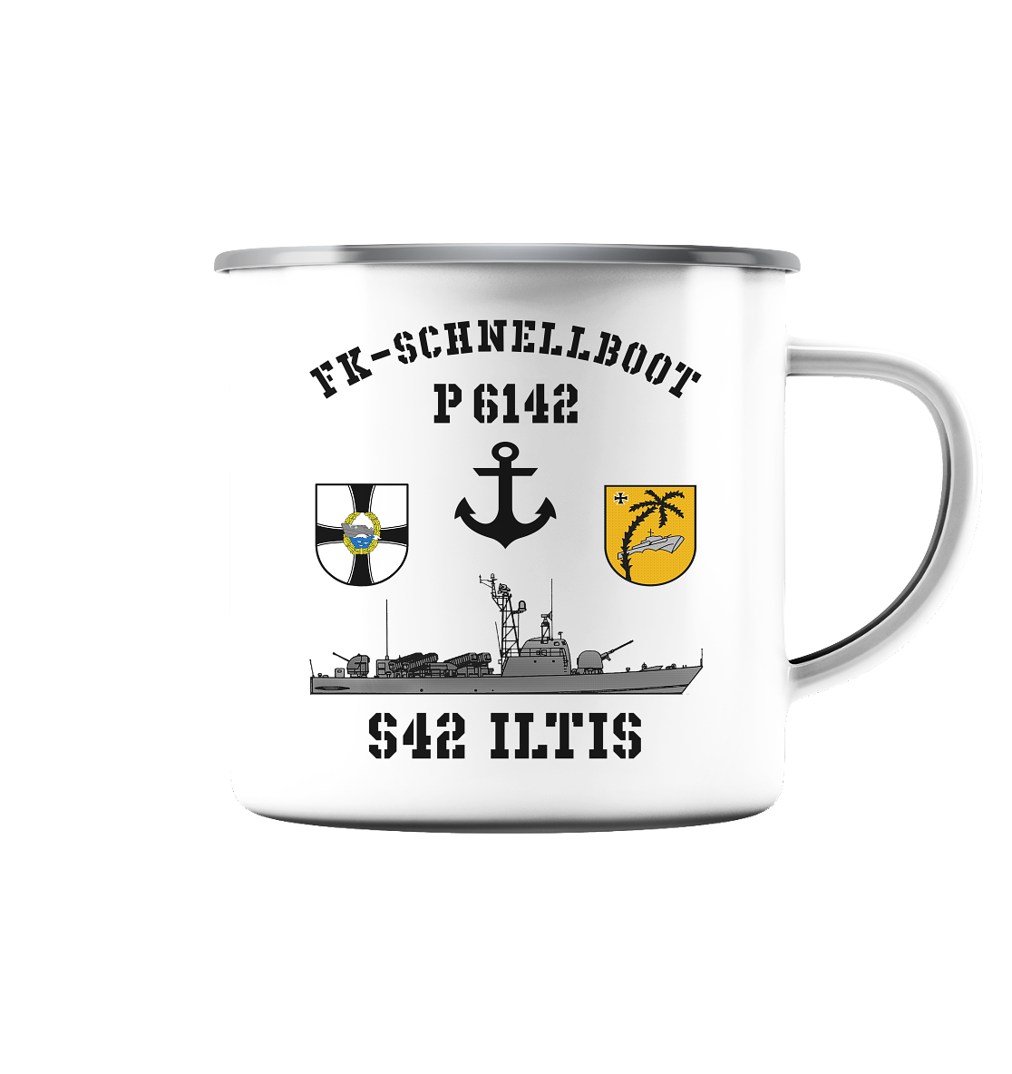 P6142 S42 ILTIS - Emaille Tasse (Silber)