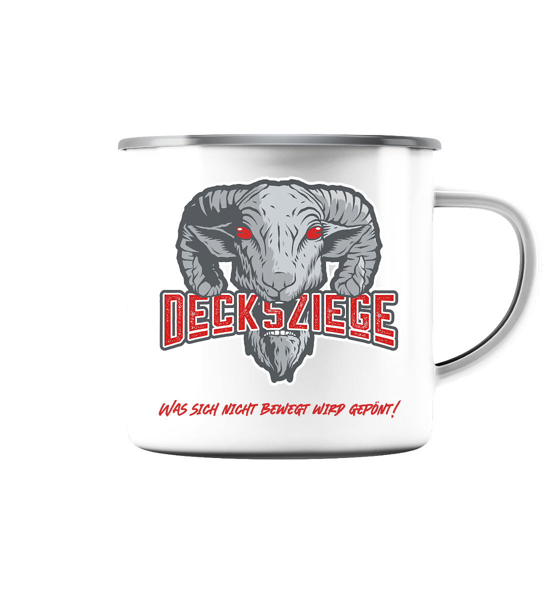 Decksziege Was sich nicht bewegt... - Emaille Tasse (Silber)