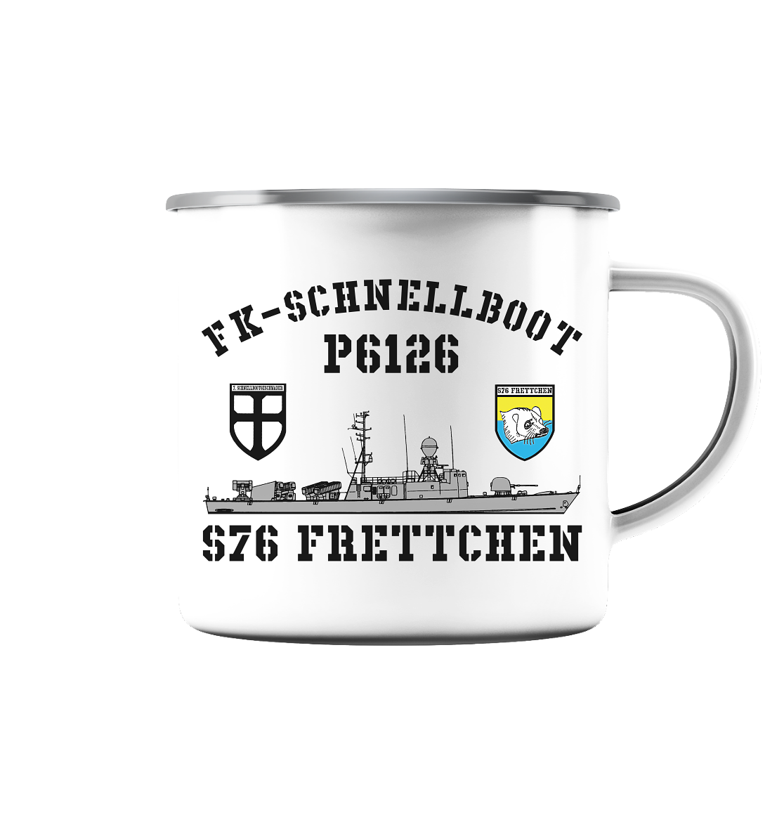 P6126 S76 FRETTCHEN 7.SG - Emaille Tasse (Silber)