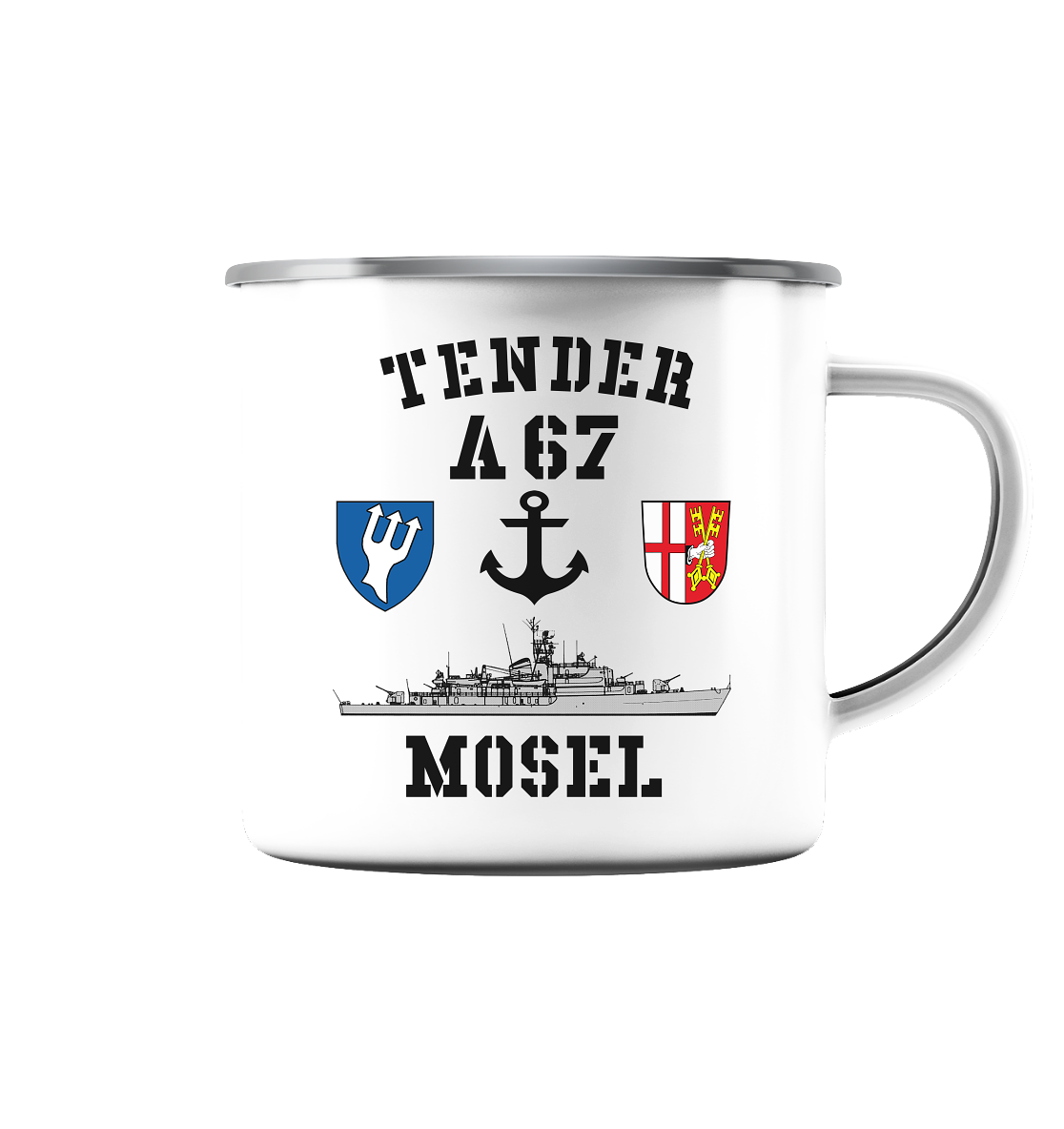 Tender A67 MOSEL 5.MSG ANKER - Emaille Tasse (Silber)