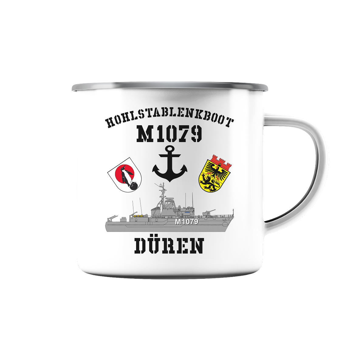 M1079 HL-Boot DÜREN - Emaille Tasse (Silber)