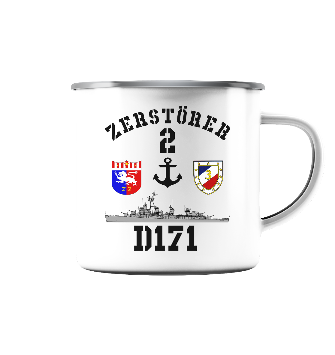 D171 ZERSTÖRER 2 Anker - Emaille Tasse (Silber)