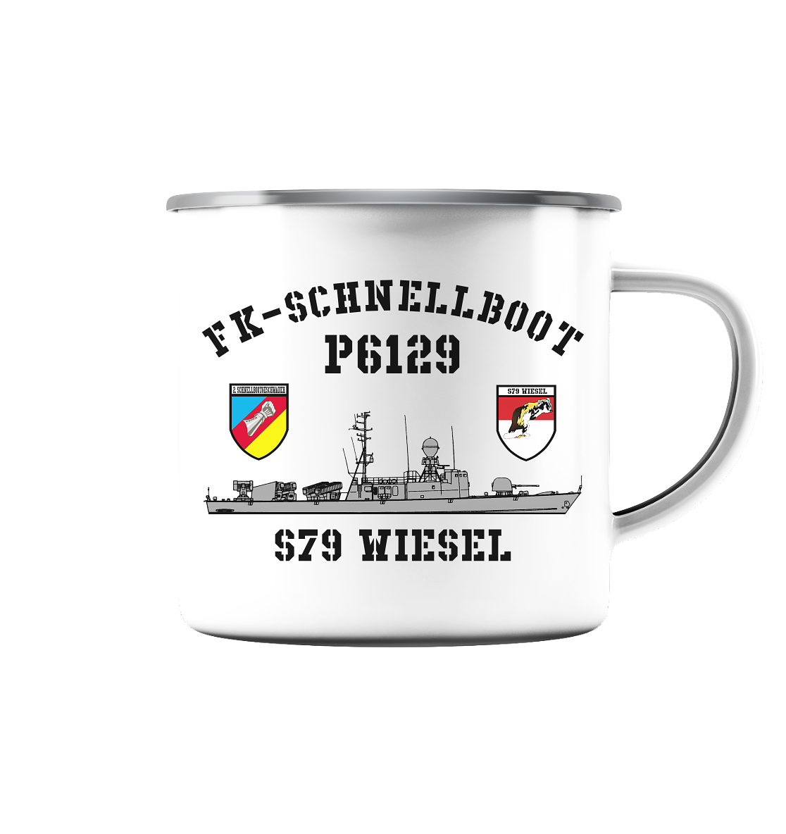 P6129 S79 WIESEL 2.SG - Emaille Tasse (Silber)