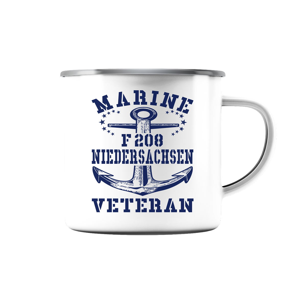 MV1 Fregatte F208 NIEDERSACHSEN - Emaille Tasse (Silber)