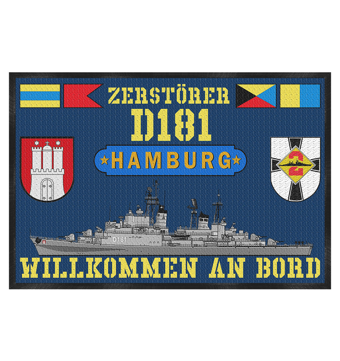 Zerstörer D181 HAMBURG altes Rufzeichen - Fußmatte 60x40cm