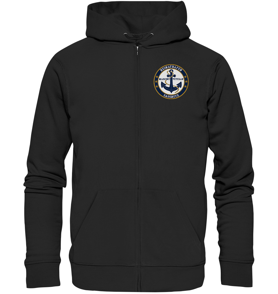 Marine Veteran Heimathafen SASSNITZ Brustlogo - Organic Kapuzenjacke