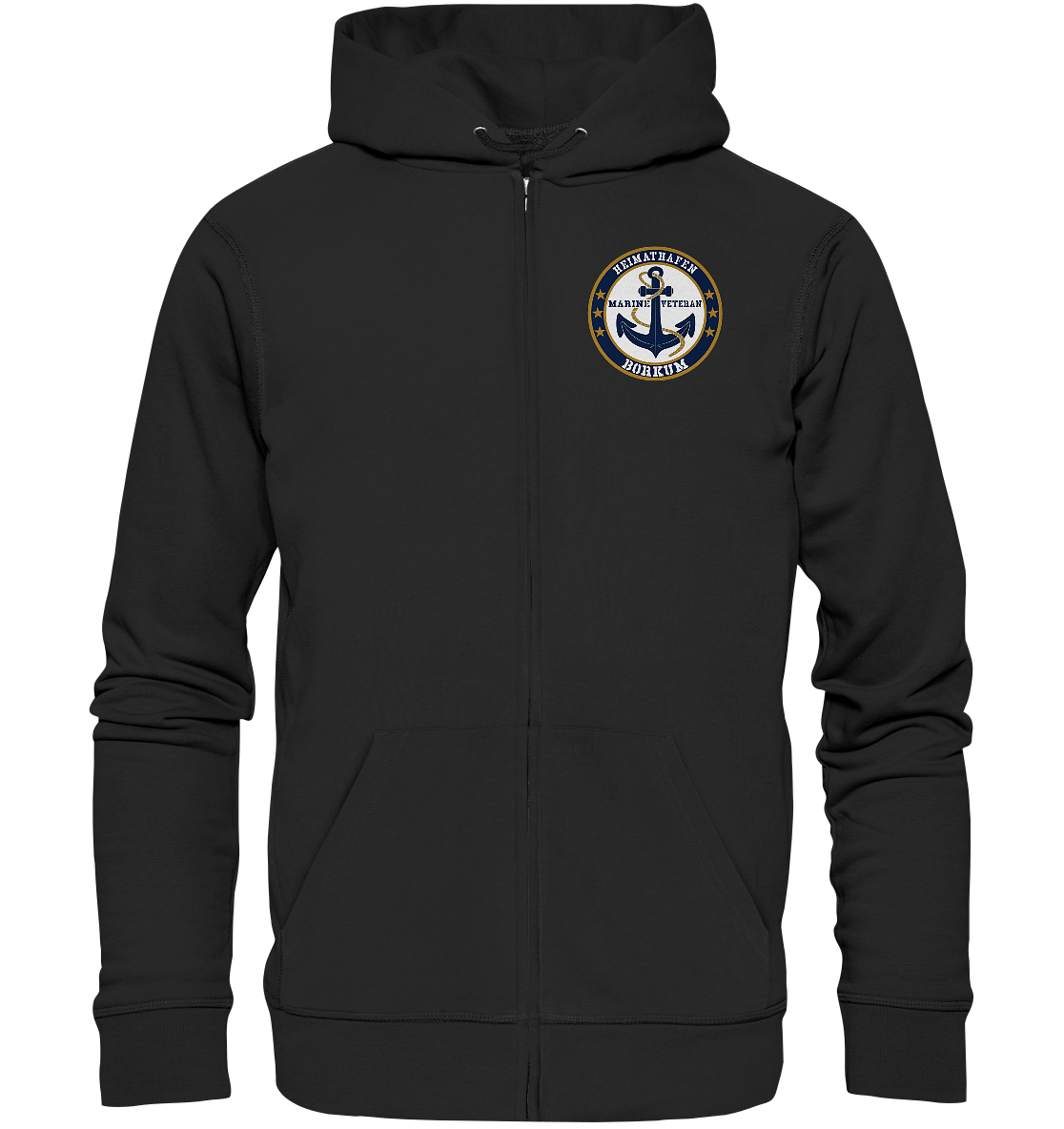 Marine Veteran Heimathafen BORKUM Brustlogo - Organic Kapuzenjacke