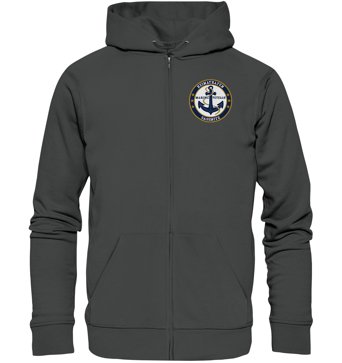 Marine Veteran Heimathafen SASSNITZ Brustlogo - Organic Kapuzenjacke