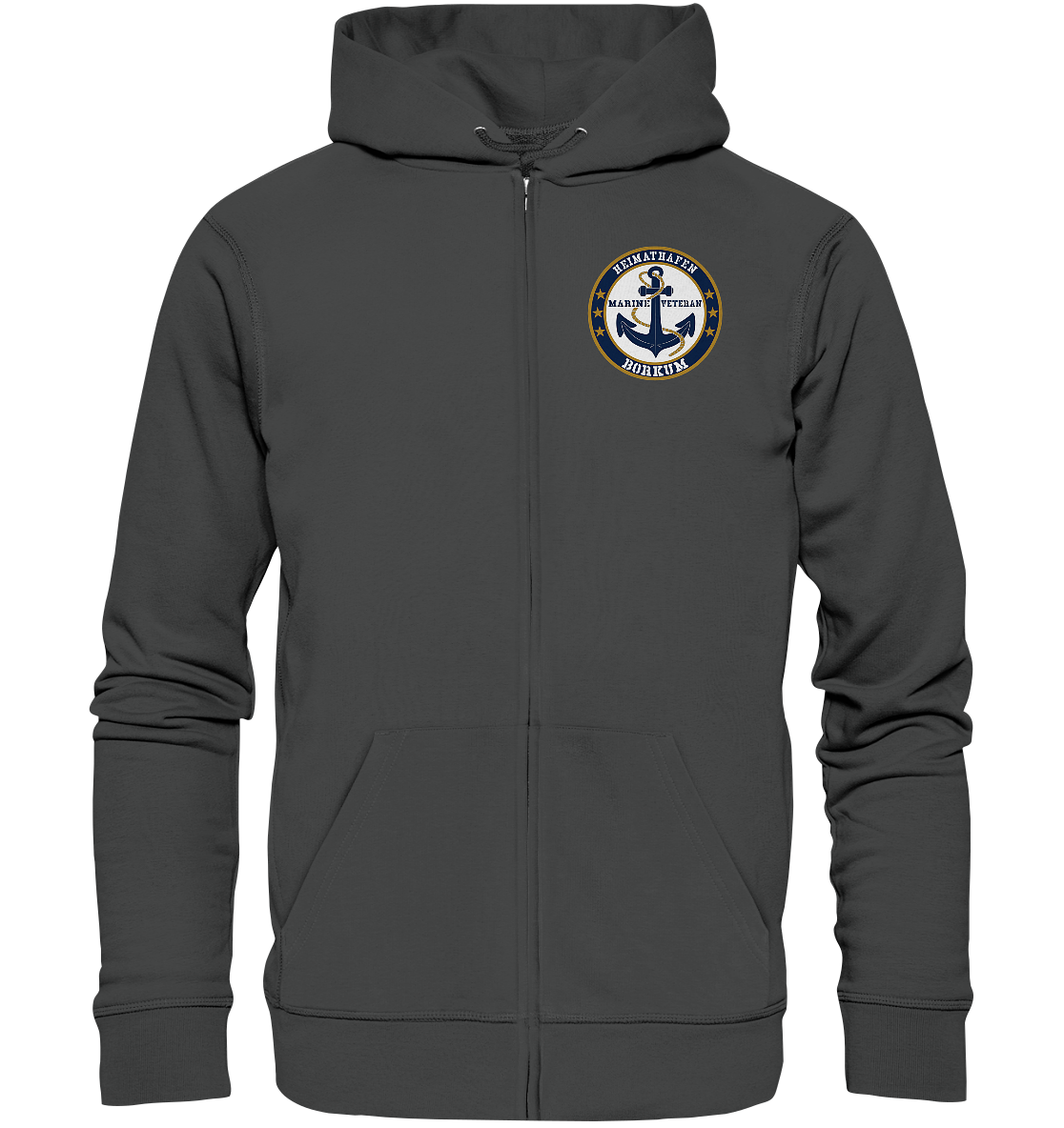 Marine Veteran Heimathafen BORKUM Brustlogo - Organic Kapuzenjacke