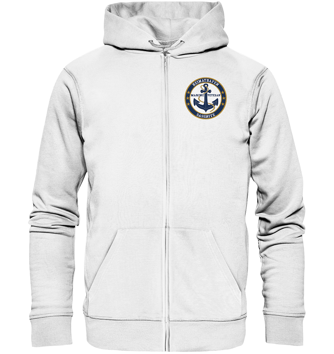 Marine Veteran Heimathafen SASSNITZ Brustlogo - Organic Kapuzenjacke