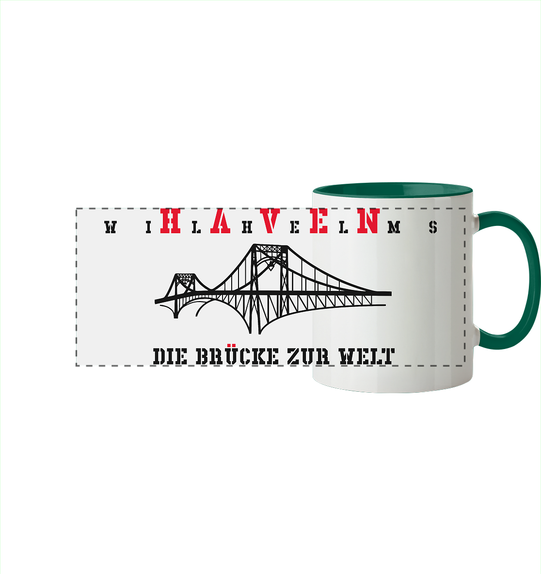 WILHELMSHAVEN - Die Brücke zur Welt - Panorama Tasse zweifarbig