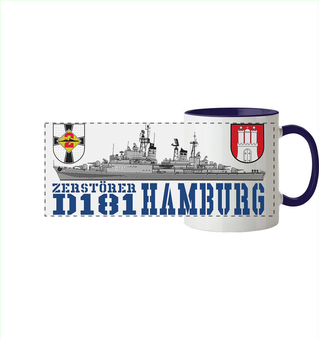 Zerstörer D181 HAMBURG - Panorama Tasse zweifarbig