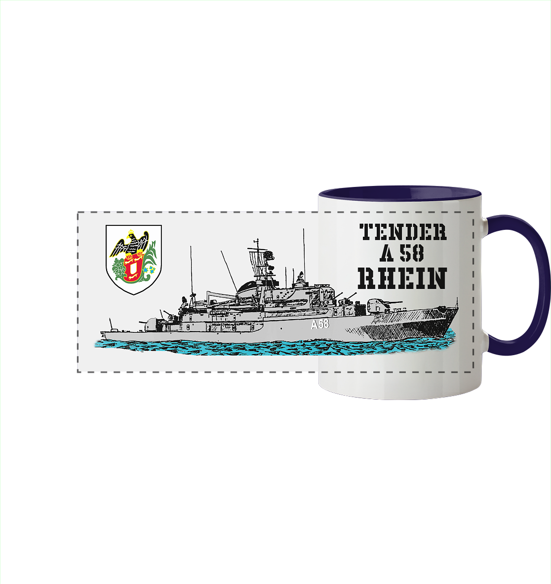 Tender A58 RHEIN - Panorama Tasse zweifarbig