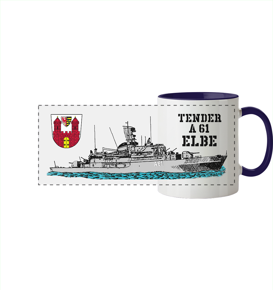 Tender A61 ELBE - Panorama Tasse zweifarbig