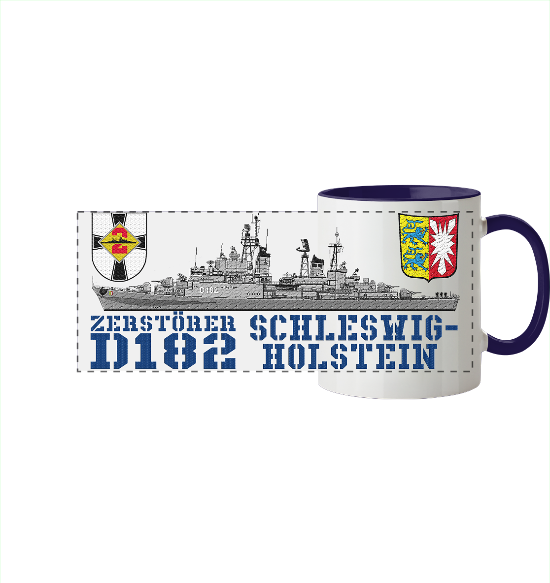 Zerstörer D182 SCHLESWIG-HOLSTEIN - Panorama Tasse zweifarbig
