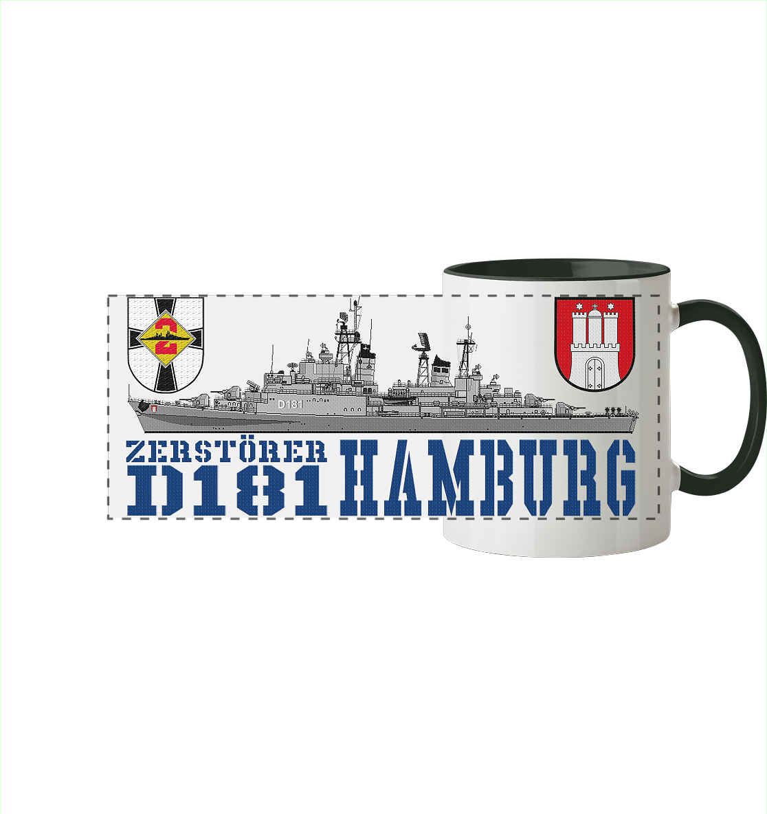 Zerstörer D181 HAMBURG - Panorama Tasse zweifarbig