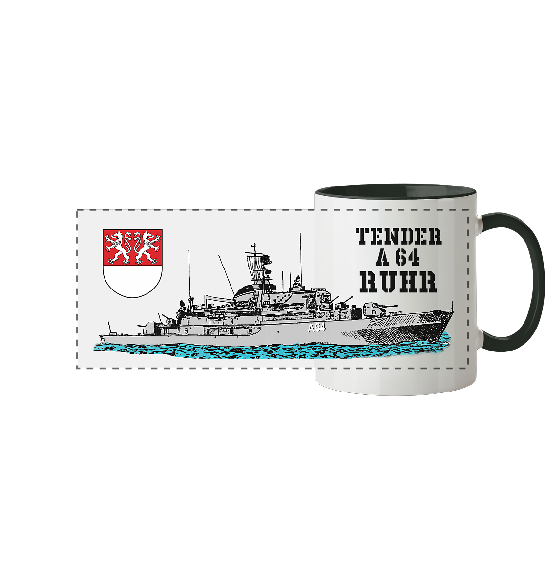 Tender A64 RUHR - Panorama Tasse zweifarbig