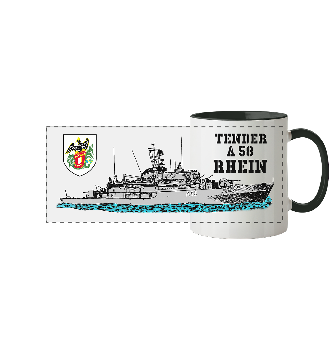 Tender A58 RHEIN - Panorama Tasse zweifarbig