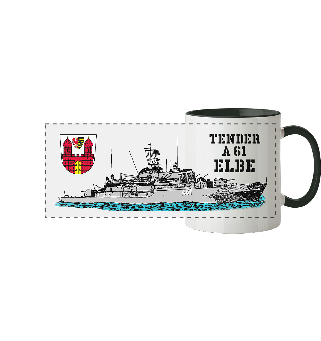 Tender A61 ELBE - Panorama Tasse zweifarbig