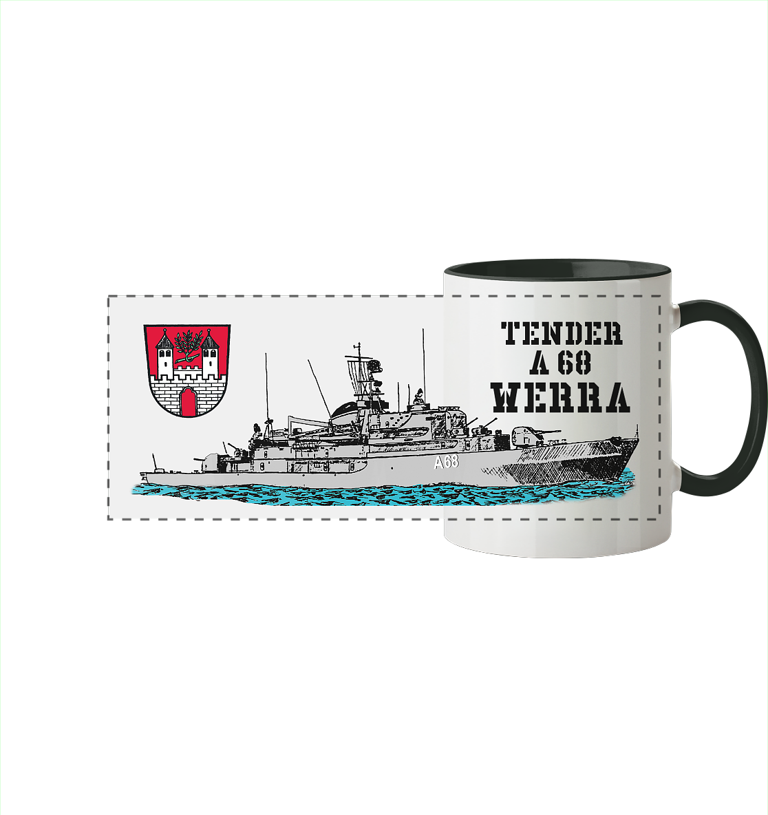Tender A68 WERRA - Panorama Tasse zweifarbig
