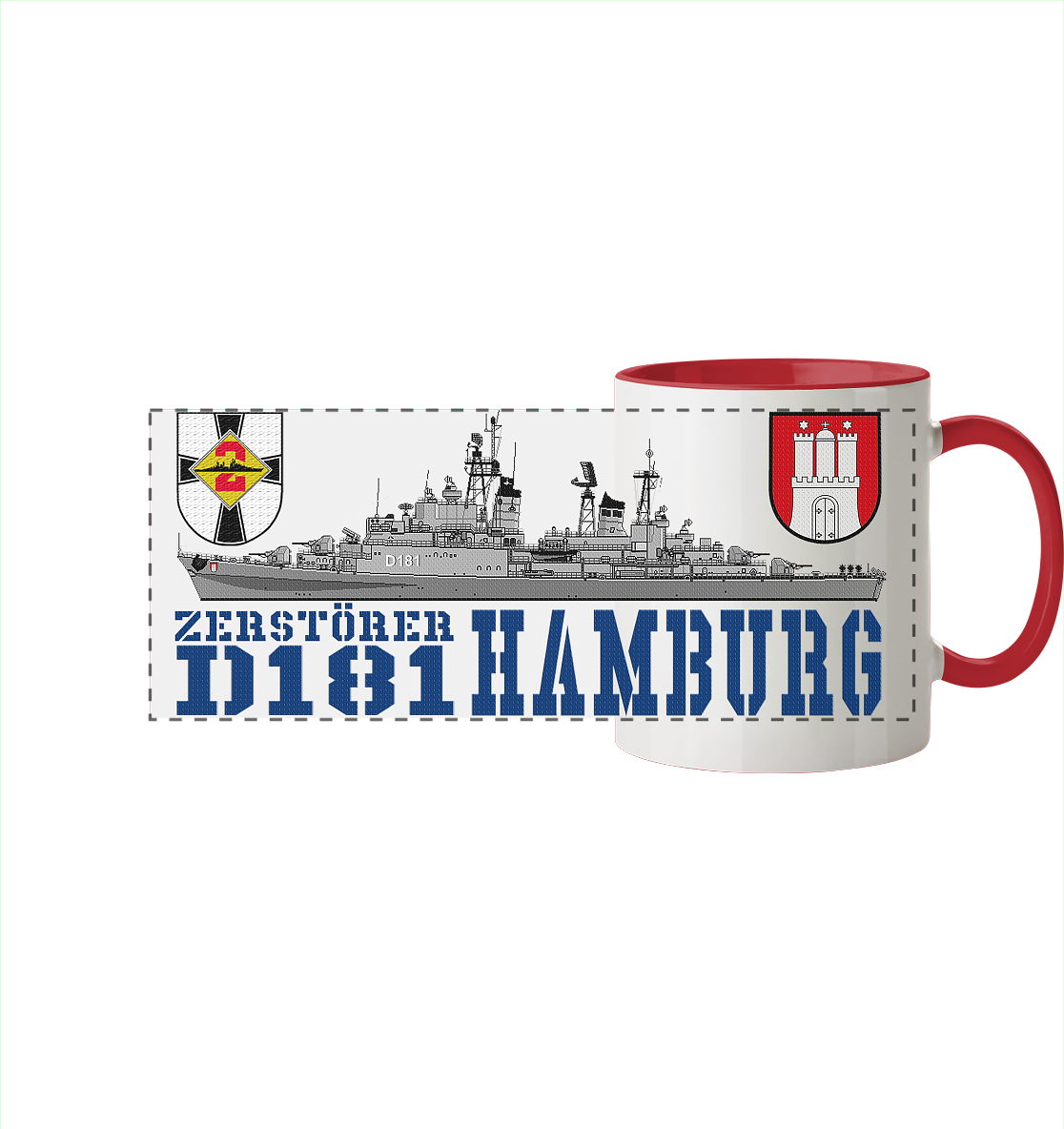 Zerstörer D181 HAMBURG - Panorama Tasse zweifarbig