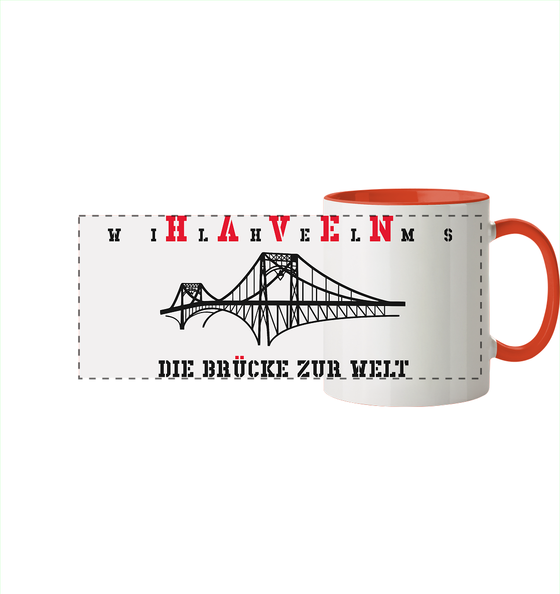 WILHELMSHAVEN - Die Brücke zur Welt - Panorama Tasse zweifarbig
