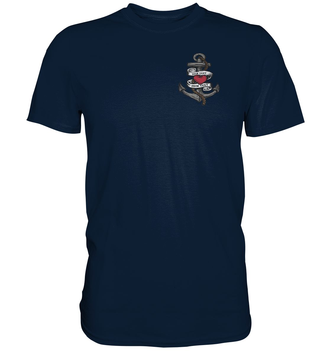 Anker mit Herz Brustlogo Personalisiert mit deinem Text - Premium Shirt