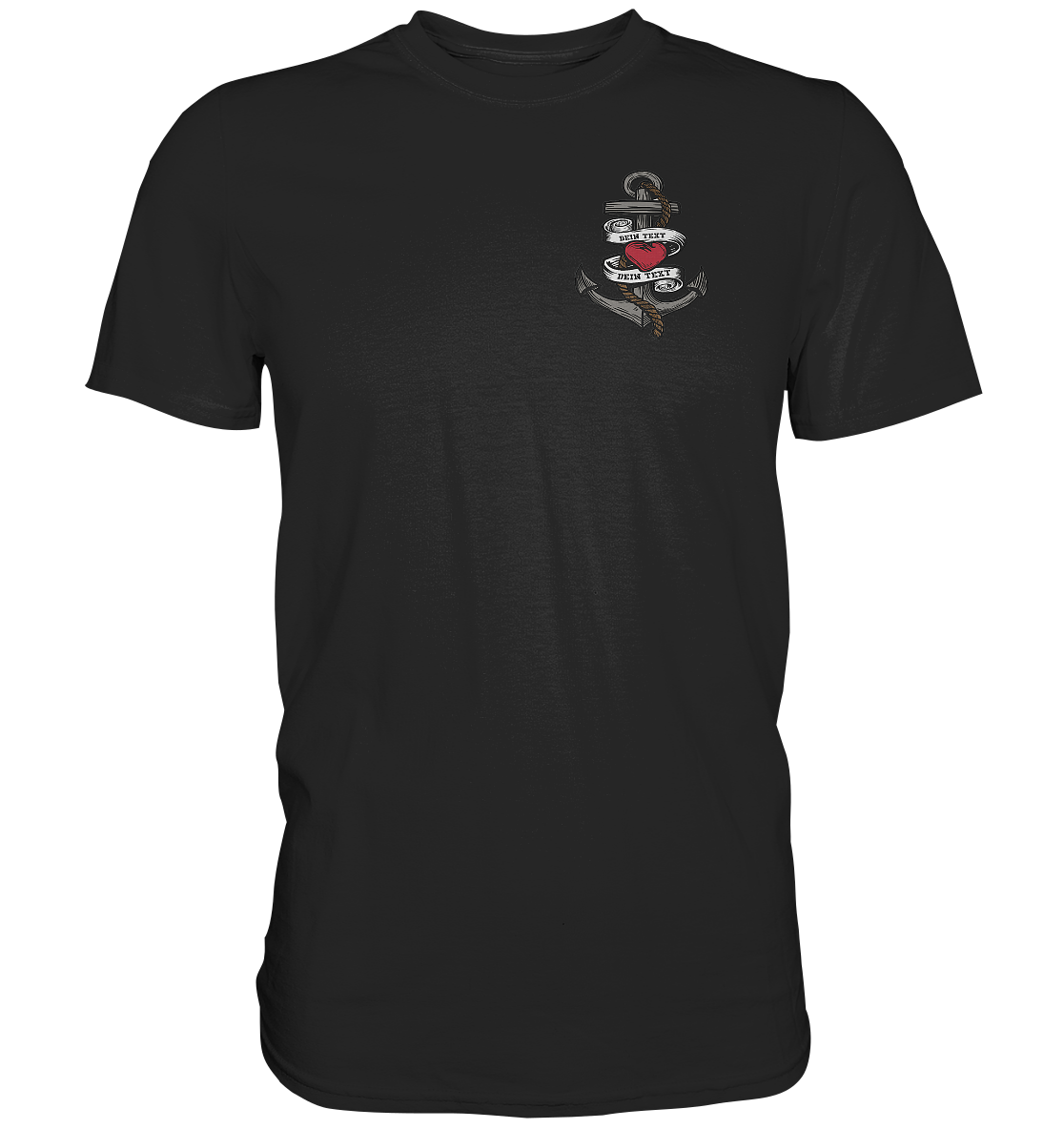 Anker mit Herz Brustlogo Personalisiert mit deinem Text - Premium Shirt