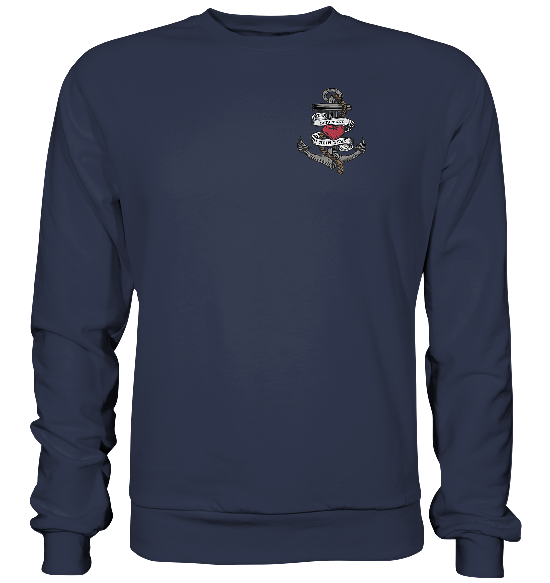 Anker mit Herz Brustlogo Personalisiert mit deinem Text - Premium Sweatshirt