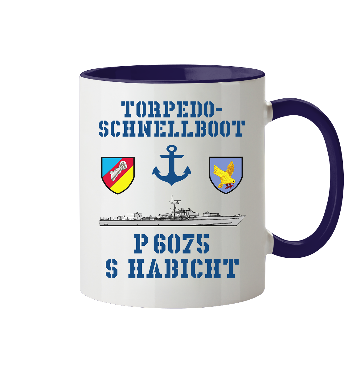 Torpedo-Schnellboot P6075 HABICHT Anker - Tasse zweifarbig