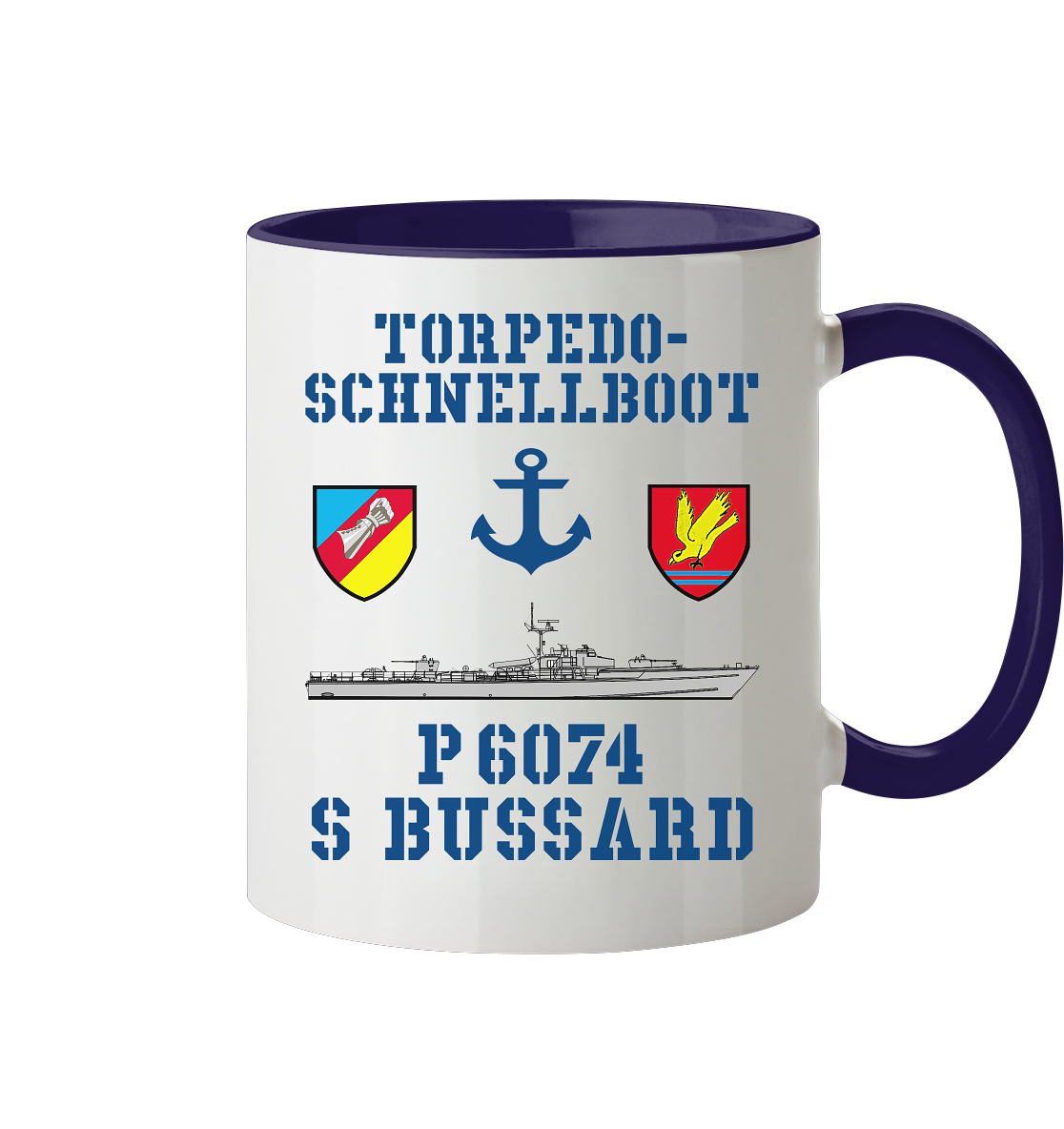Torpedo-Schnellboot P6074 BUSSARD Anker - Tasse zweifarbig