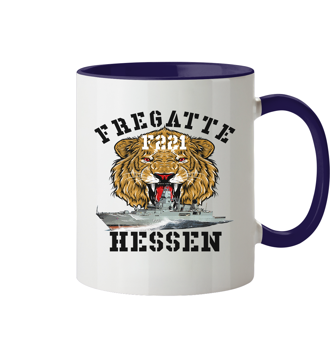 Fregatte F221 HESSEN Löwe - Tasse zweifarbig