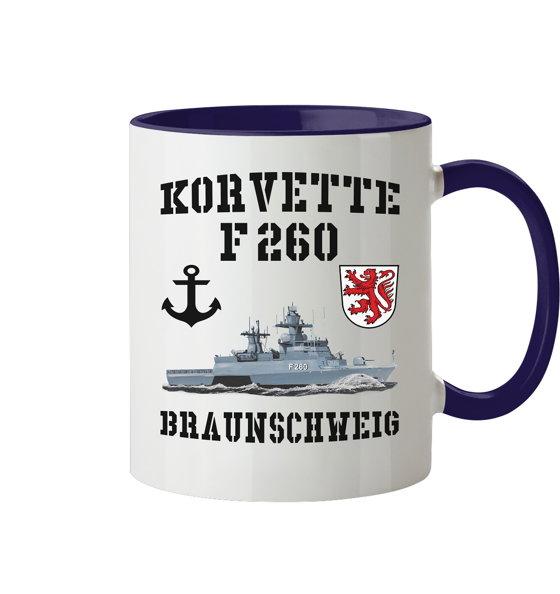 Korvette F260 BRAUNSCHWEIG Anker - Tasse zweifarbig