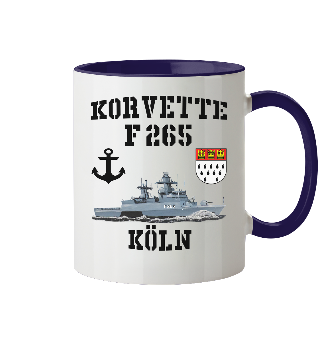 Korvette F265 KÖLN Anker - Tasse zweifarbig
