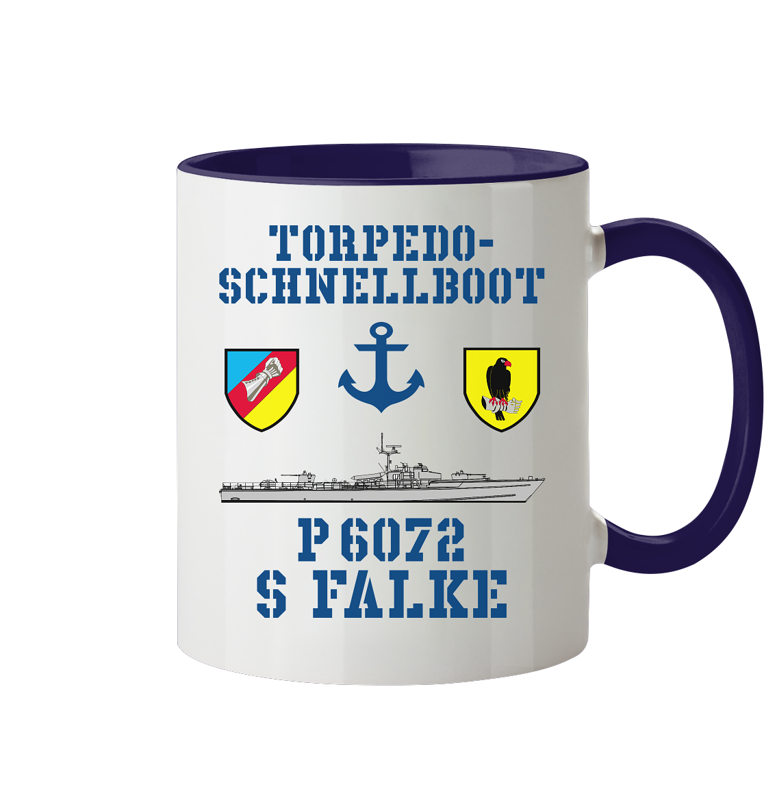 Torpedo-Schnellboot P6072 FALKE Anker - Tasse zweifarbig