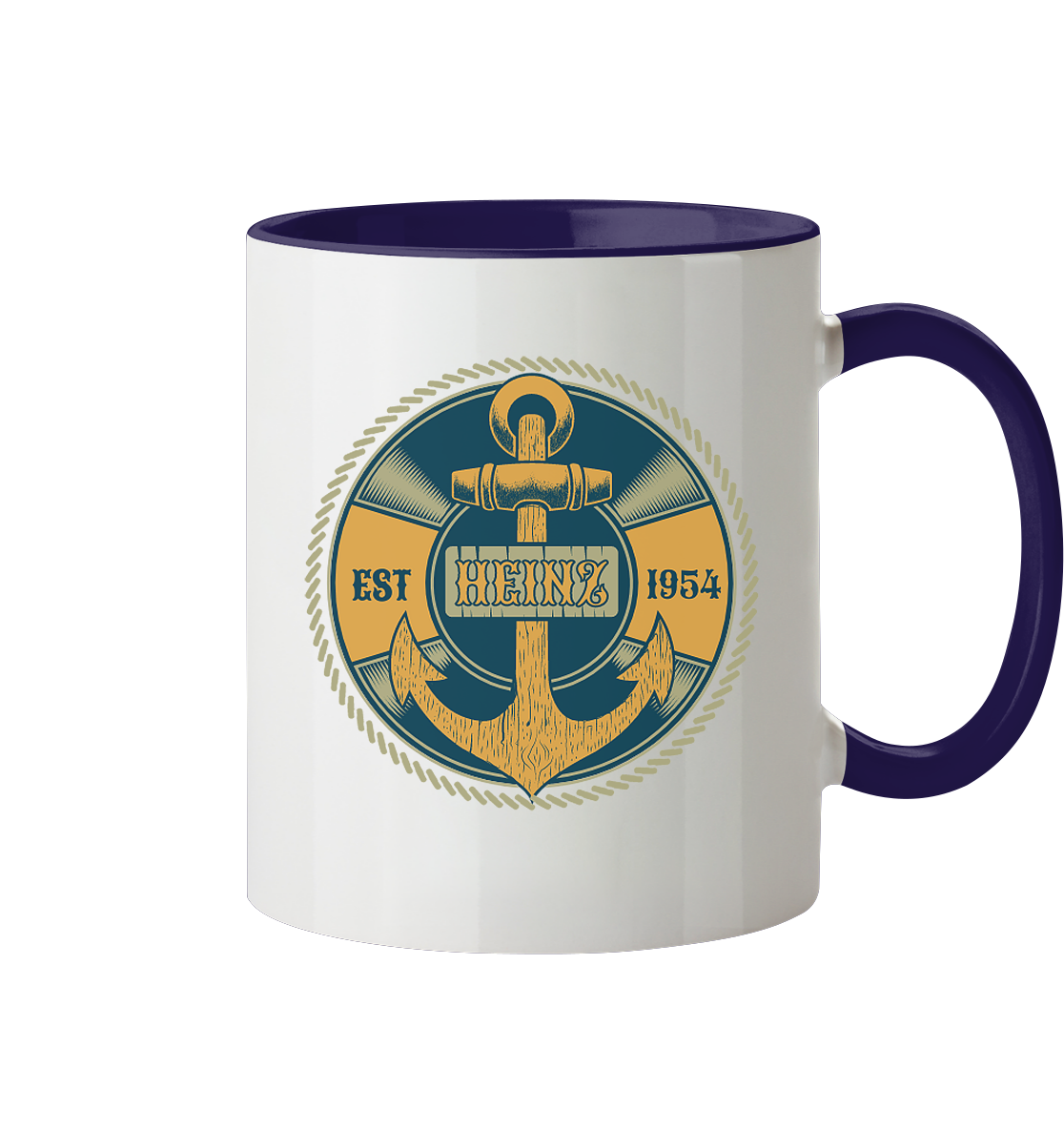Anker Vorname Geburtsjahr - Tasse zweifarbig