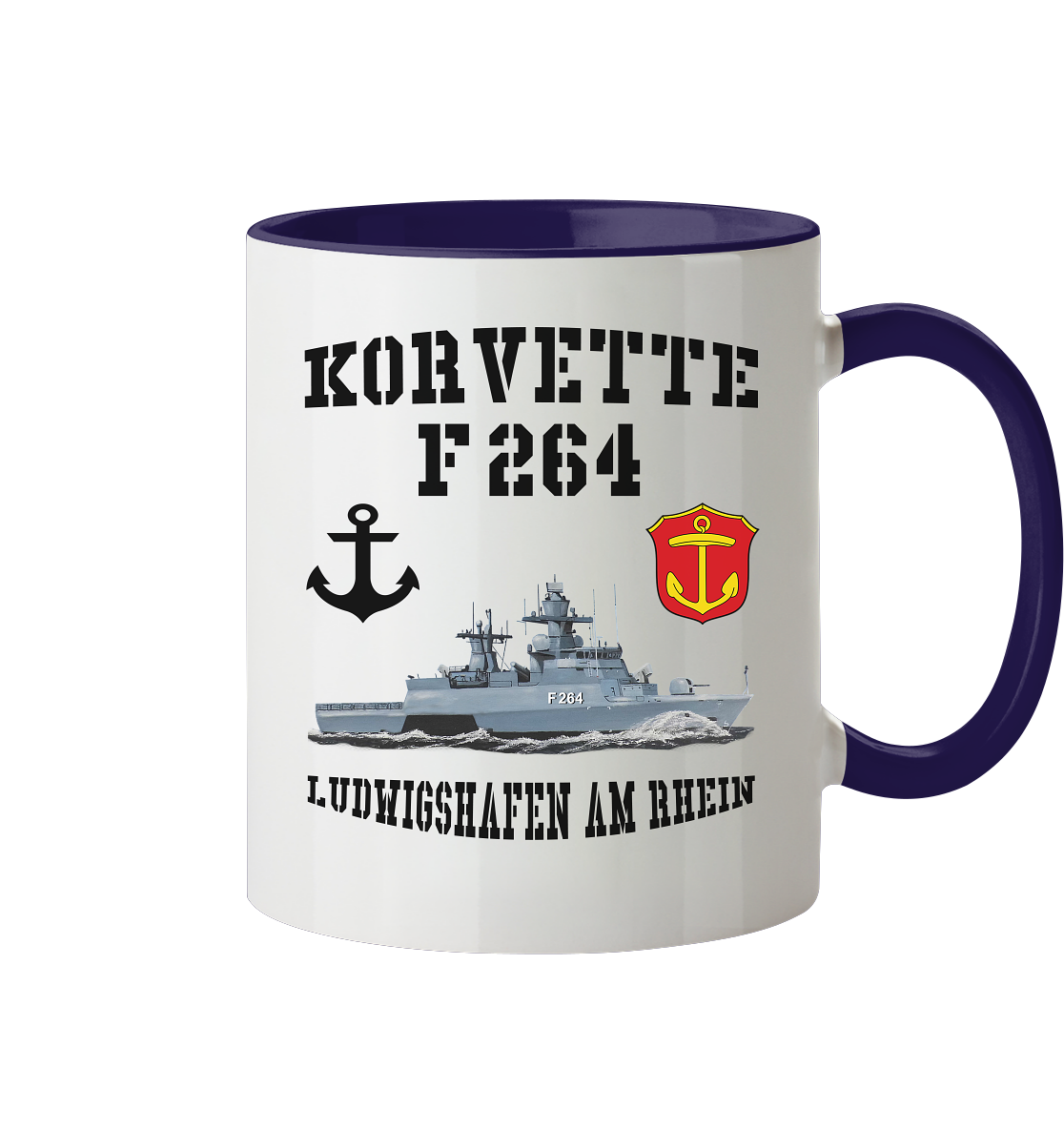 Korvette F264 LUDWIGSHAFEN AM RHEIN Anker - Tasse zweifarbig