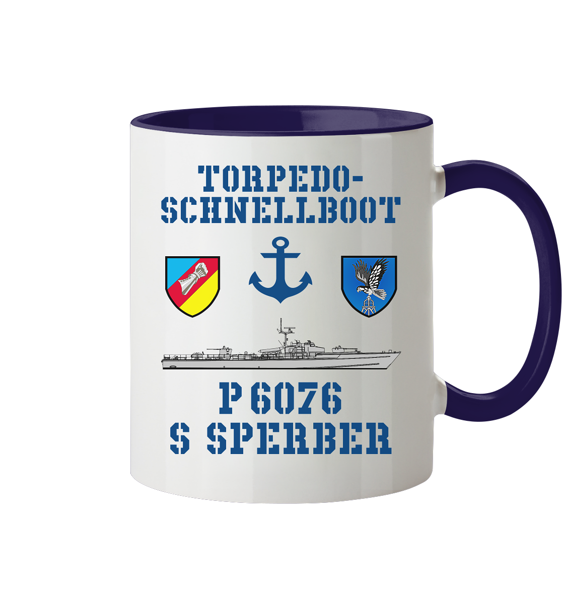 Torpedo-Schnellboot P6076 SPERBER Anker - Tasse zweifarbig