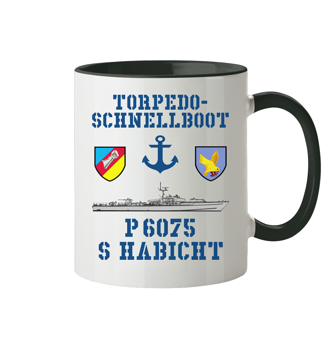 Torpedo-Schnellboot P6075 HABICHT Anker - Tasse zweifarbig