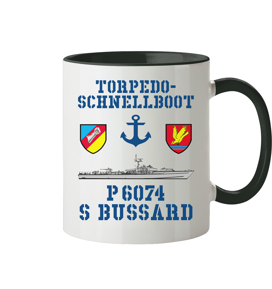 Torpedo-Schnellboot P6074 BUSSARD Anker - Tasse zweifarbig