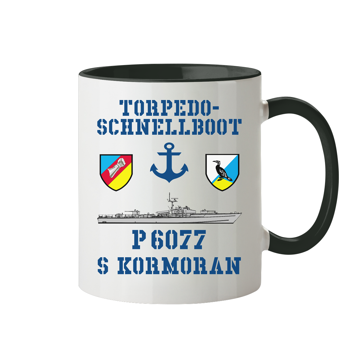 Torpedo-Schnellboot P6077 KORMORAN Anker - Tasse zweifarbig