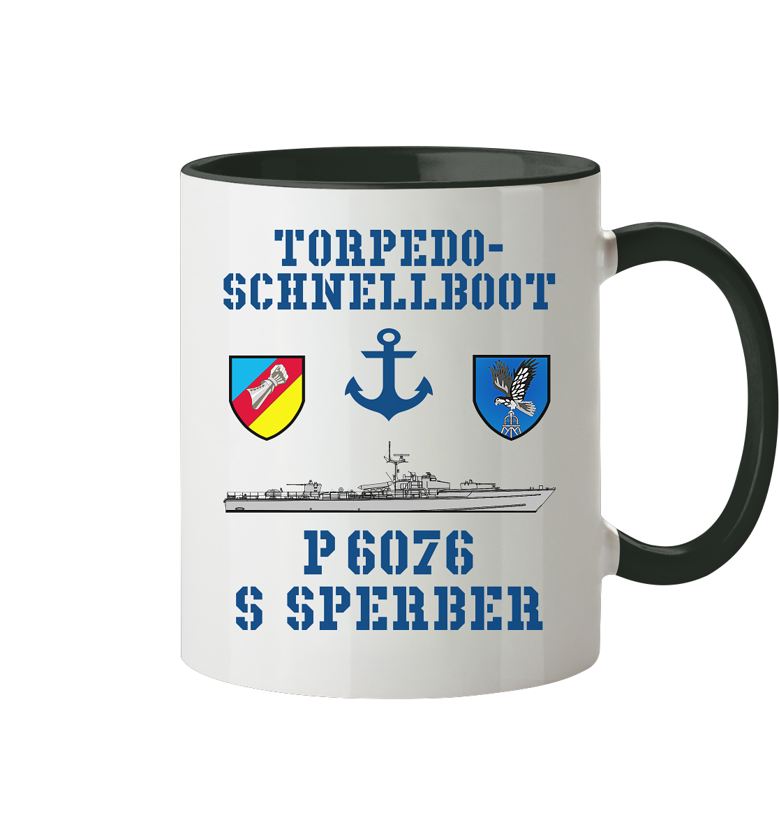 Torpedo-Schnellboot P6076 SPERBER Anker - Tasse zweifarbig