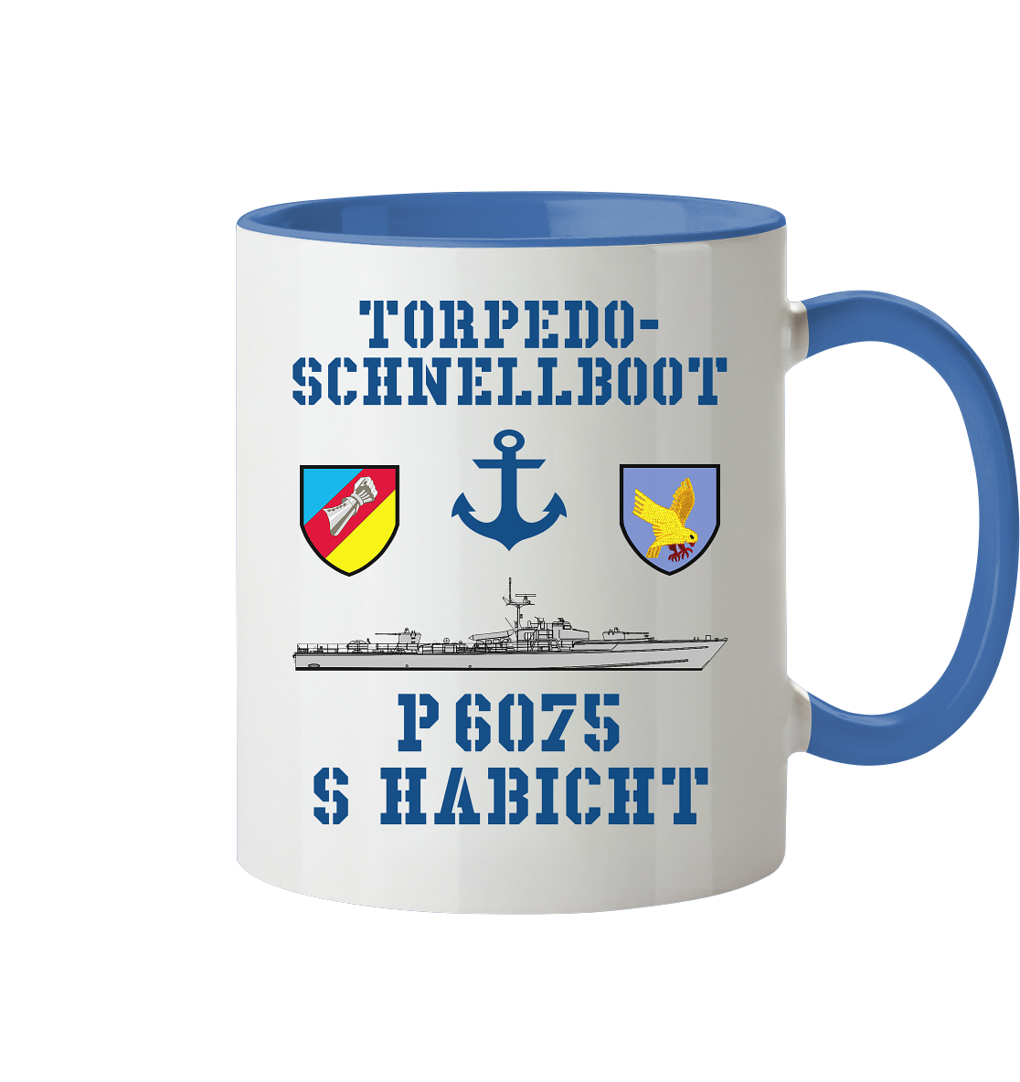 Torpedo-Schnellboot P6075 HABICHT Anker - Tasse zweifarbig