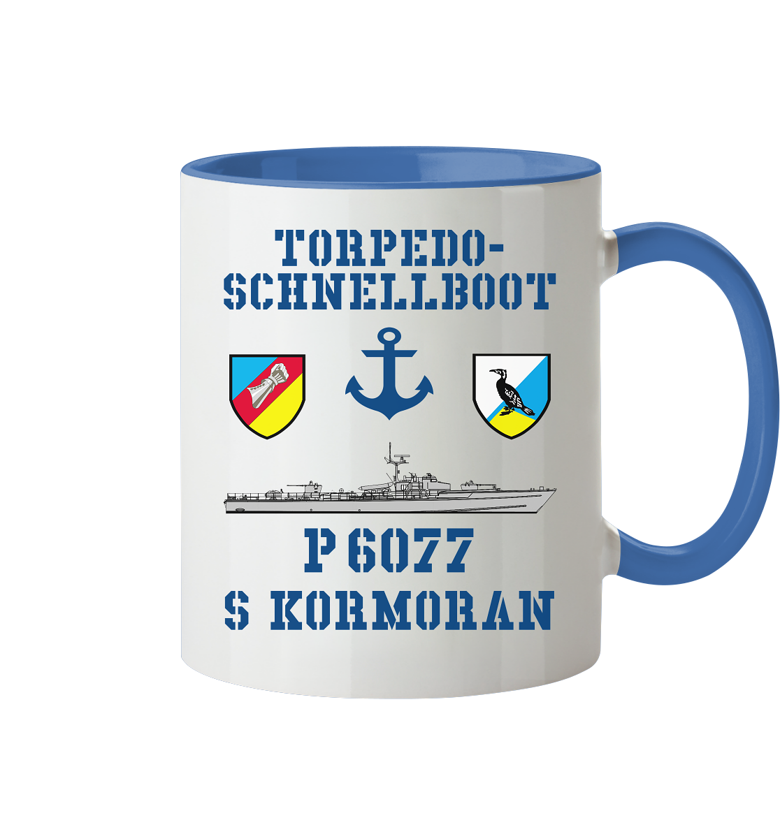 Torpedo-Schnellboot P6077 KORMORAN Anker - Tasse zweifarbig
